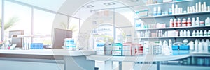 Blurred of a pharmacy store. Pharmacist and medicine concept