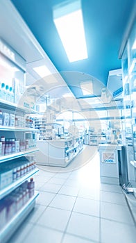 Blurred of a pharmacy store. Pharmacist and medicine concept