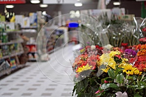 blurred photo of a flower department