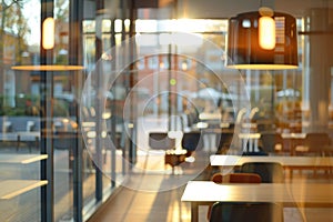 A blurred photo of office environment, Blurred interior of a modern office workplace