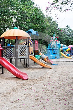 Blurred playgrounds at public park for kids