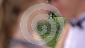 Blurred portrait of a loving couple in the Park.