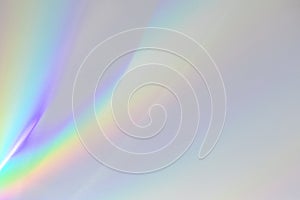 Blurred rainbow light refraction texture on white wall