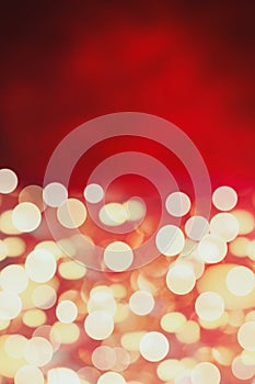 Blurred Red and Gold Bokeh Background with Copy Space