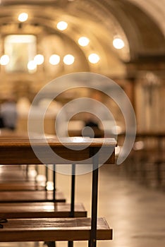 Blurred Scene In Italian Church On Blurred Background