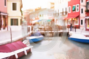 Blurred scenic view of Venice canal, Italy