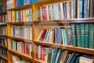 Blurred shelf with books