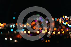 Blurred shot of urban city night light bokeh