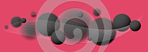 Blurred spheres over red vector abstract background.