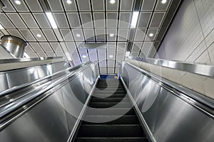 Blurred Subway escalators For passengers or travelers