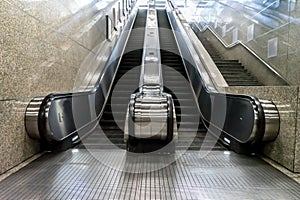 Blurred Subway escalators For passengers or travelers