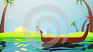 Blurred Sunrise Nature Sea Background With Snakeboat