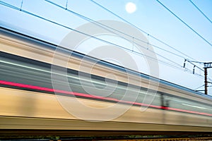 Blurred train car at high speed