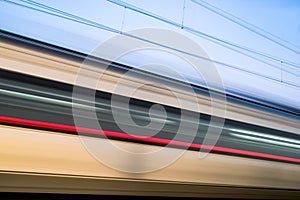 Blurred train car at high speed