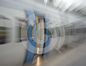 Blurred train door