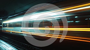 Fast Train at Night: Motion Blur