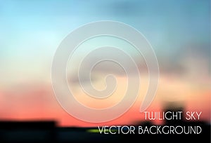 Blurred twilight sky. Cityscape vector