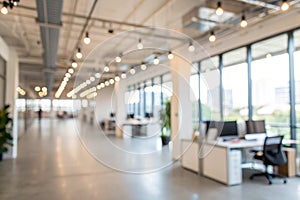 Blurred empty open space office photo