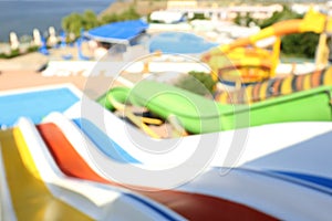 Blurred view from slides in water park