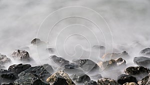 Blurred Water Over Rocks