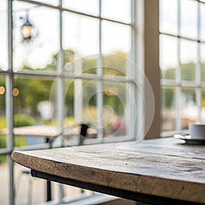 Blurred window background with table