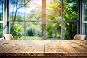 Blurred window background with table