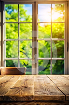 Blurred window background with table