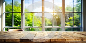 Blurred window background with table