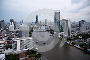 Blurring background of urban city landscape view building in bangkok city thailand