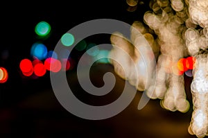 Blurring lights bokeh background, abstract circular lights