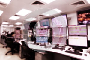 Blurring of man operated plant control room and computer monitors for operate and monitor process in miniature tone