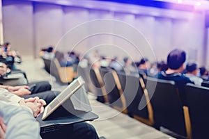 Blurry of auditorium for shareholders` meeting or seminar event