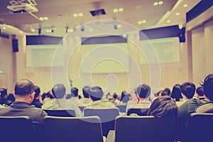 Blurry of auditorium for shareholders` meeting or seminar event