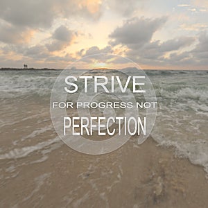 Blurry beach landscape with Inspirational quote