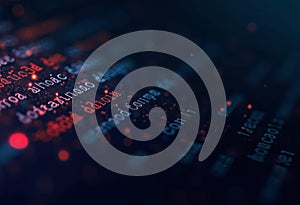 Blurry Binary Code Background with Glowing Text