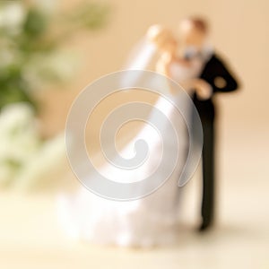 Blurry bride and groom dancing Out of focus wedding background with copy space generative ai illustration