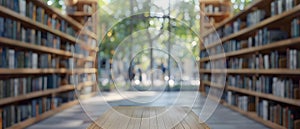 Blurry College Library Bookshelves Background: Ideal for Bookstore Businesses and Education