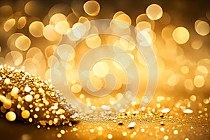 Blurry Golden Bokeh Lights Background