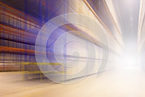 Blurry of interior warehouse storage industry warehouse logistics background