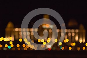 Blurry lights of a big city at night. Background for travel photos. bokeh advertising poster