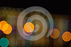 Blurry lights of a big city at night. Background for travel photos. bokeh advertising poster