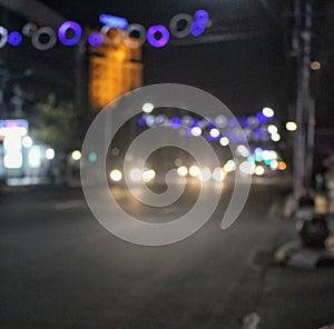 Blurry night view of mainroad in Semarang Indonesia 10 September 20