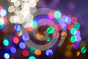 Blurry nighttime Christmas light bokeh