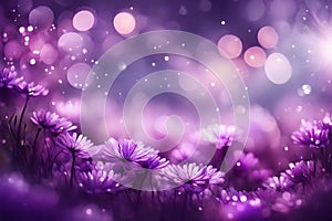 Blurry Purple Bokeh Lights with Flowers Background