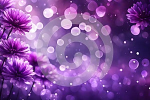 Blurry Purple Bokeh Lights with Flowers Background