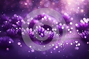 Blurry Purple Bokeh Lights with Flowers Background