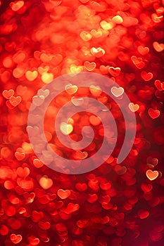 Blurry Red Background With Hearts