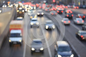 Blurry road with vehicles