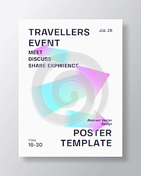 Blurry shapes with y2k aura brutalism effect abstract vector travel event poster template. Colorful decorative