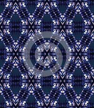 Blurry shibori sunburst tie dye background. Seamless pattern irregular circle on bleached resist white background. Japanese style